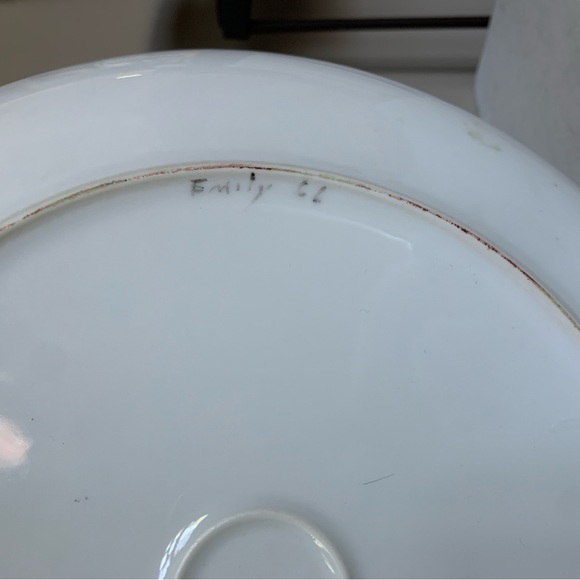 12” French Antique Porcelain Charger w Daisies Hand Painted Cottagecore - Picture 7 of 9